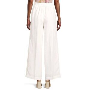 T Tahari white linen blend with wide leg lined pants size small